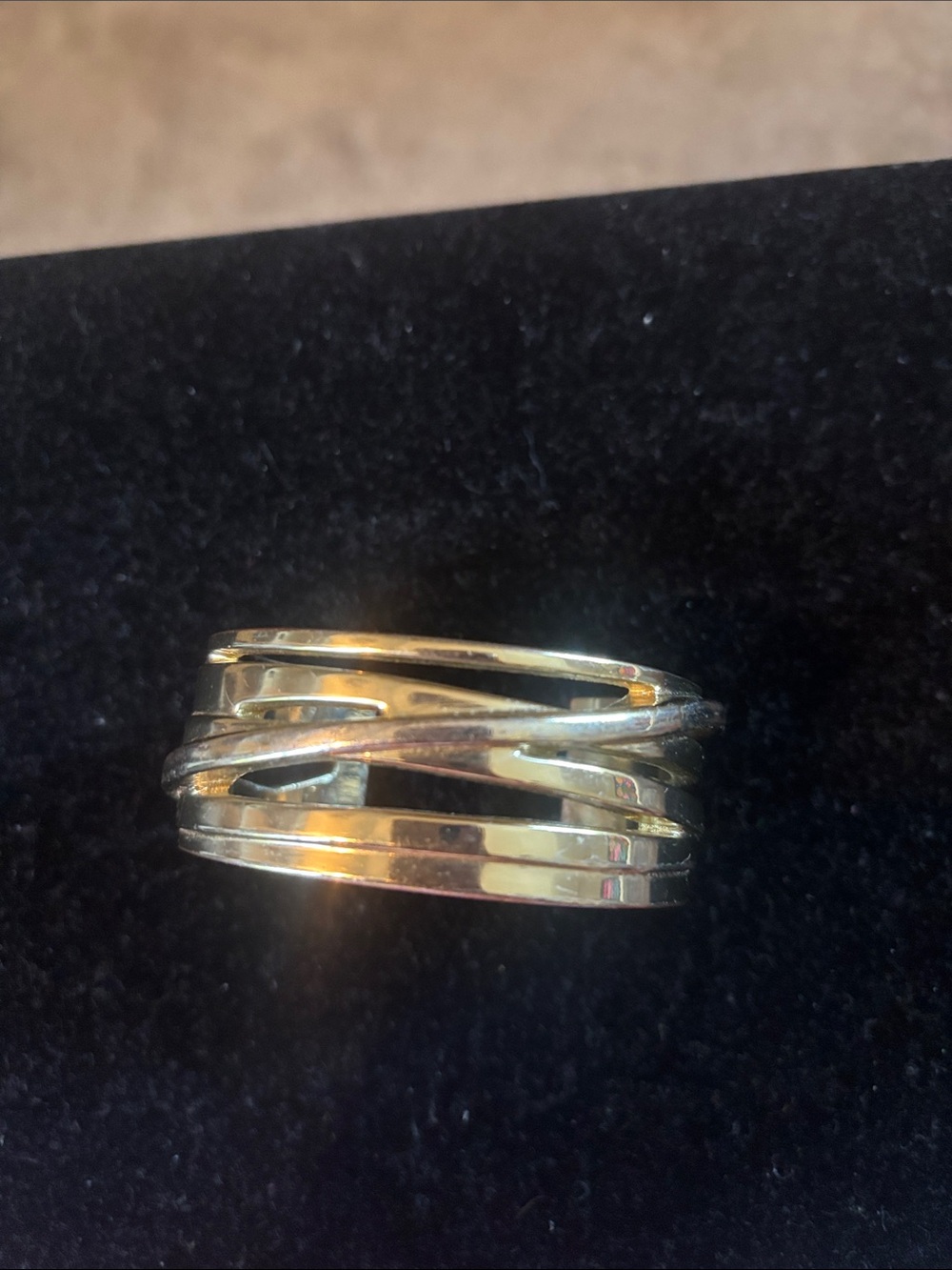 LOFT Twisted Metal cuff bracelet. Two-Tone Gold and Silver. 1 inch wide